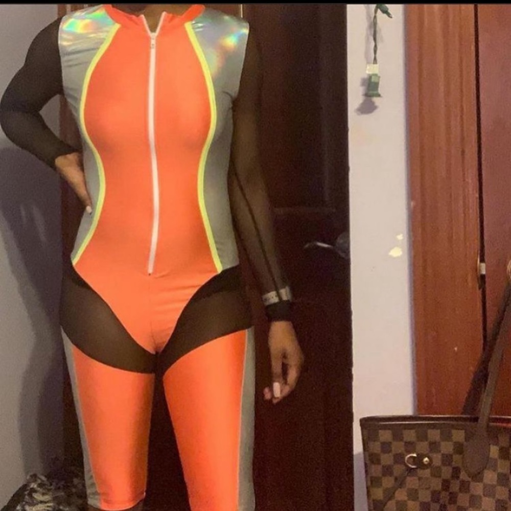 Orange holographic jumpsuit